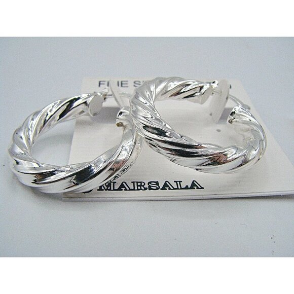 NEW Lot 2 Silver Hoop Style Fashion Earrings Marsala & Freedom Fine Tone Plated - Picture 2 of 9